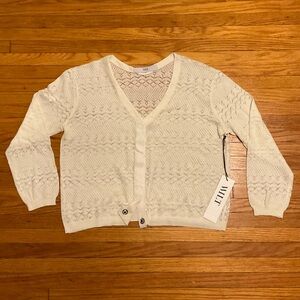 SOLD AT BLOOMINGDALES "WILT" BRAND POINTELLE IVORY CARDIGAN IN SMALL